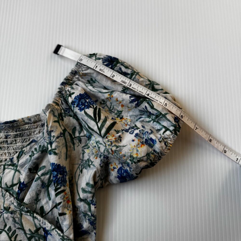 ASTR Surplice Floral Linen Crop Top Crinkle Cottagecore Coquette Prarie Sz Large - Picture 7 of 9